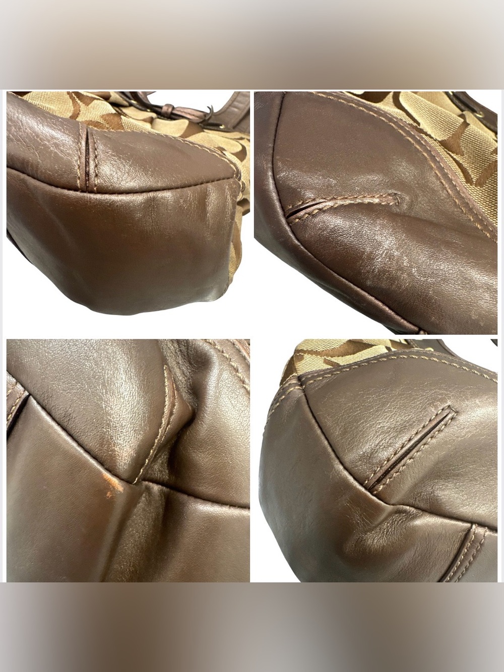 Coach Brown Ergo Pleated Satchel Signature Kisslock Canvas Shoulder Bag **FAIR** - Picture 12 of 16